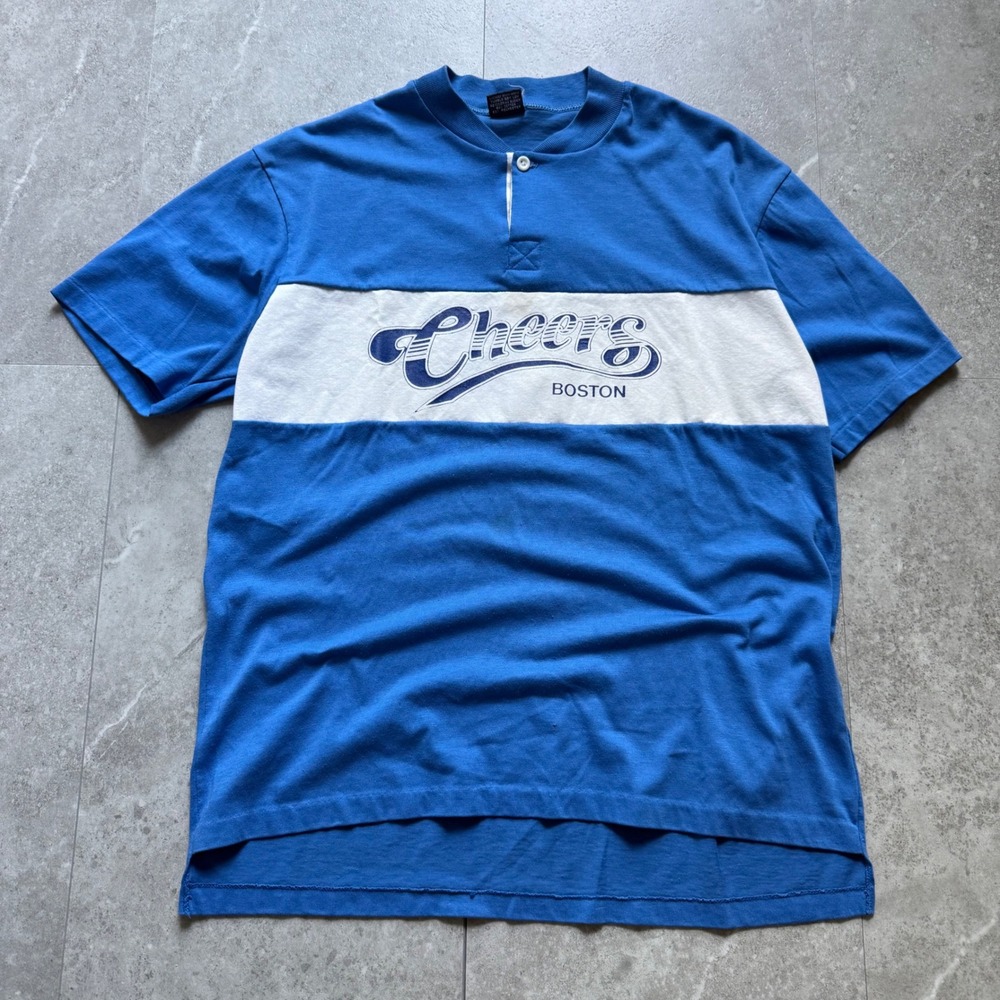 Vintage 80's Chesterfield Cheers Boston Henley Shirt Large